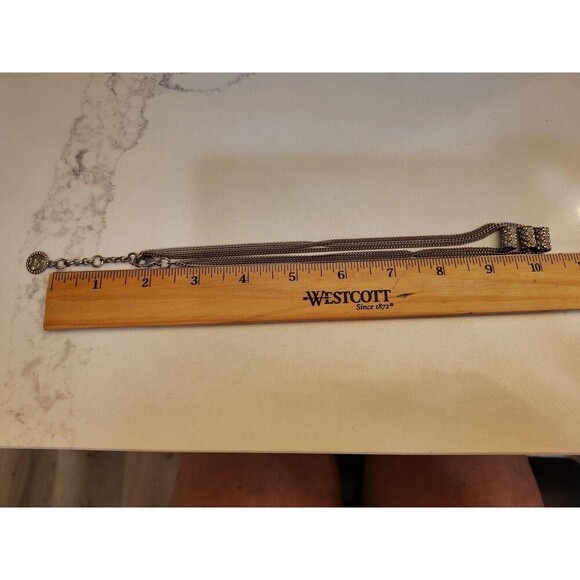 Designer Jessica Simpson 3 Strand Silvertone Rhinestone Beaded 18"  Necklace - Picture 7 of 7